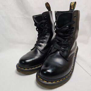 Doc Dr. Martens Clemency Black Leather Heeled Ankle Combat Boots Women’s Size 6